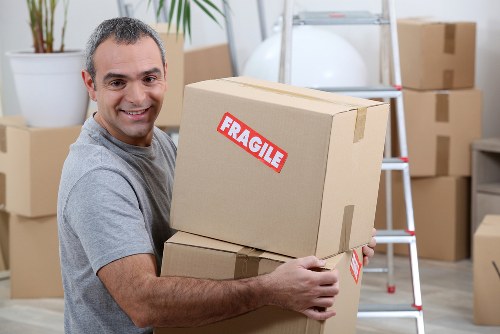 Moving van and boxes for a home move in Enfield
