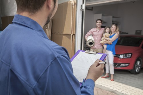 Packed boxes and furniture prepared for loading