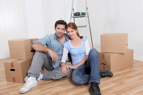 Preparation checklist for an office move with labelled boxes