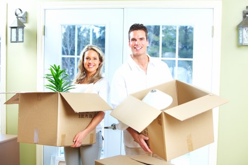 Careful packing of office furniture and equipment for relocation